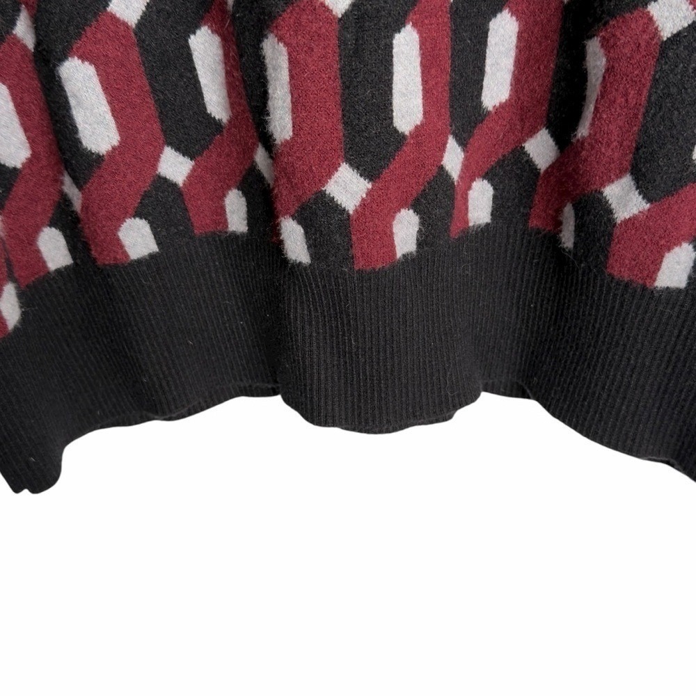 Christian Siriano Black Red Geometric Mock Neck Sweater Womens XL Long Sleeve - Picture 4 of 10